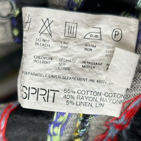 Vintage Esprit Striped Embroidered Snap Front Top Sz L Cotton Rayon Southwestern - Picture 4 of 5